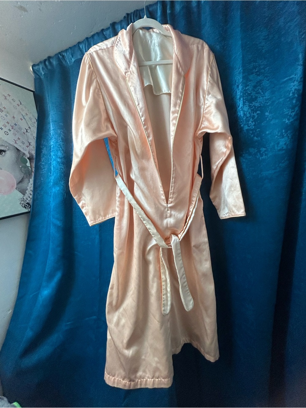 Satin Belted Robe - Soft Peach